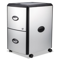 Storex 2-Drawer Mobile File Cabinet With Lock 19 X 15 X 23 Inches, Metal Accent Panels (Stx61351U01C),Silver/Black