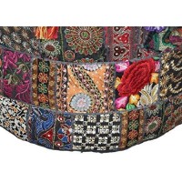 Sophia-Art Traditional India Indian Patchwork Pouf Cover Indian Living Room Pouf, Decorative Ottoman,Embroidered Designer Ottoman, Home Living Footstool Chair Cover, 14X22 Inch.