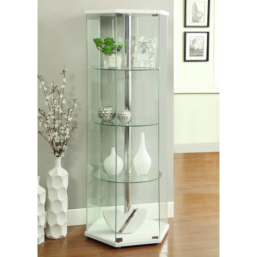 Traditional Glass Hexagon Curio Cabinet