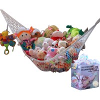 Miniowls Toy Hammock Stuffed Toys Organizer - Ideal Nursery Decor For Kids. Helps To De-Clutter Spaces. Strong And Durable Storage (White, X-Large)