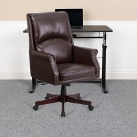 Flash Furniture Hansel High Back Pillow Back Brown Leathersoft Executive Swivel Office Chair With Arms