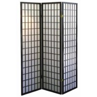 Legacy Decor 3 Panels Room Divider Privacy Screen Partition Shoji Style 6 Ft Tall Black Finish