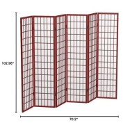 Legacy Decor 6 Panels Room Divider Privacy Screen Partition Shoji Style 71 Tall Cherry Finish 104 Wide