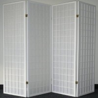 Legacy Decor 4 Panels Room Divider Privacy Screen Shoji Style 6Ft High White Color