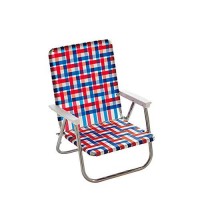 Lawn Chair Usa Webbing Chair (High Back Beach Chair, Old Glory With White Arms)