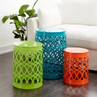 Deco 79 Metal Accent Indoor Outdoor Nesting End Carved Trellis Design Set Of 3 Side Table 22 18 15H Multi Colored