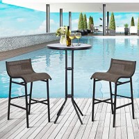 Outsunny 3 Piece Bar Height Outdoor Bistro Set For 2, Round Patio Pub Table 2 Bar Chairs With Comfortable Design & Durable Build, Black/Tan
