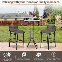 Outsunny 3 Piece Bar Height Outdoor Bistro Set For 2, Round Patio Pub Table 2 Bar Chairs With Comfortable Design & Durable Build, Black/Tan