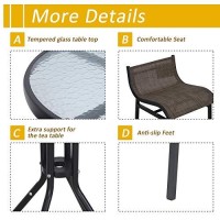 Outsunny 3 Piece Bar Height Outdoor Bistro Set For 2, Round Patio Pub Table 2 Bar Chairs With Comfortable Design & Durable Build, Black/Tan