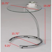 Kings Brand Furniture - Chrome With Glass Modern Accent Side End Table