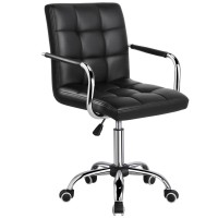 Yaheetech Desk Chair Office Chair With Armswheels For Students Swivel Faux Leather Home Computer Black