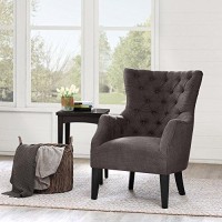 Madison Park Button Tufted Wing Chair, See Below Below, Brown