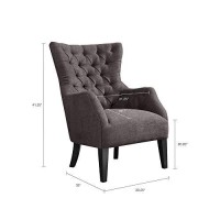 Madison Park Button Tufted Wing Chair, See Below Below, Brown