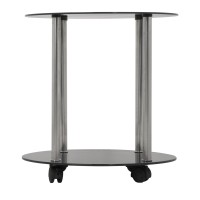 Avf Steel And Glass Two Tier Round Wheeled End Table In Black/Chrome