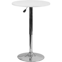 23.75'' Round Adjustable Height White Wood Table (Adjustable Range 26.25'' - 35.75'')