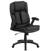 Flash Furniture Hansel Extreme Comfort High Back Black Leathersoft Executive Swivel Ergonomic Office Chair With Flip-Up Arms