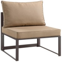 Modway Fortuna 6-Piece Aluminum Outdoor Patio Sectional Sofa Set In Brown Mocha