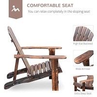 Outsunny Wooden Adirondack Chair Outdoor Patio Lounge Chair W/Ottoman - Rustic Brown