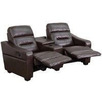 Futura Series 2Seat Reclining Brown LeatherSoft Theater Seating Unit with Cup Holders