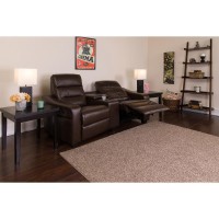 Futura Series 2Seat Reclining Brown LeatherSoft Theater Seating Unit with Cup Holders