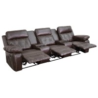 Flash Furniture Reel Comfort Series 2-Seat Reclining Black Leathersoft Theater Seating Unit With Straight Cup Holders