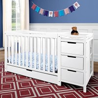 Graco Remi 4 In1 Convertible With Drawer And Changer Jpmacertified With Storage Drawer Attached Changing Table With 3 Drawers 2 Shelves And Water Resistant Changing Pad, White
