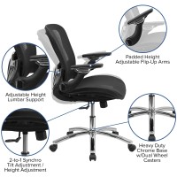 Flash Furniture Sam Mid-Back Transparent Black Mesh Executive Swivel Ergonomic Office Chair With Synchro-Tilt & Height Adjustable Flip-Up Arms