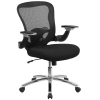 Flash Furniture Sam Mid-Back Black Mesh Executive Swivel Ergonomic Office Chair With Height Adjustable Flip-Up Arms