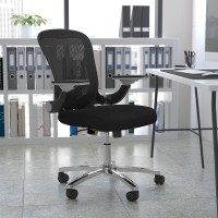 Flash Furniture Sam Mid-Back Black Mesh Executive Swivel Ergonomic Office Chair With Height Adjustable Flip-Up Arms