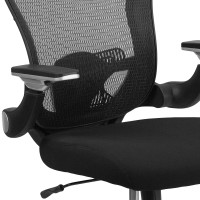 Flash Furniture Sam Mid-Back Black Mesh Executive Swivel Ergonomic Office Chair With Height Adjustable Flip-Up Arms