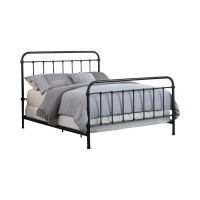 Classic metal bed in dark bronze finishUnderstated design has an antique lookSteel tubing construction with solid mold-casted ornamentsRequires box spring