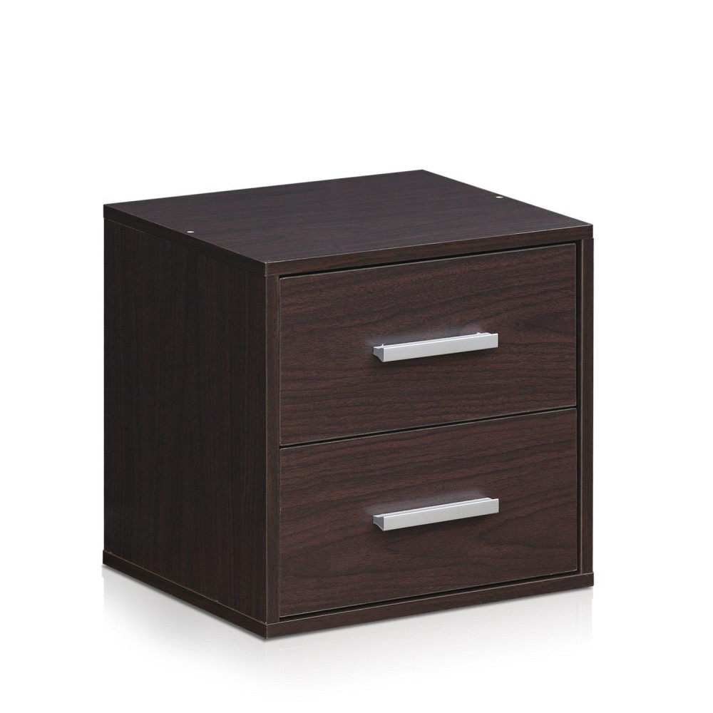 Furinno Indo Petite 2-Drawer Storage Cube, Espresso