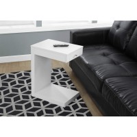 Monarch Specialties 3192 CShaped End Side Snack Storage Living Room Bedroom Laminate White Contemporary Modern Accen