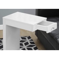 Monarch Specialties 3192 CShaped End Side Snack Storage Living Room Bedroom Laminate White Contemporary Modern Accen