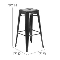 Flash Furniture Lily 4 Pack Commercial Grade 30 High Backless Black Metal Indooroutdoor Barstool With Square Seat