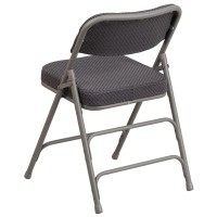 HERCULES Series Premium Curved Triple Braced & Double Hinged Gray Fabric Metal Folding Chair