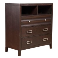Alpine Furniture Legacy 3 Drawer Wood Bedroom Media Chest In Black Cherry