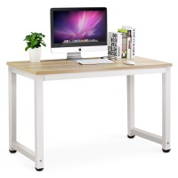 Tribesigns Computer Desk 47 Inch Modern Simple Office Desk Computer Table Study Writing Desk For Home Office Light Walnut