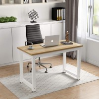 Tribesigns Computer Desk 47 Inch Modern Simple Office Desk Computer Table Study Writing Desk For Home Office Light Walnut