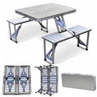 Magshion Furniture Portable Folding Camping Picnic Table With 4 Seats, Aluminum