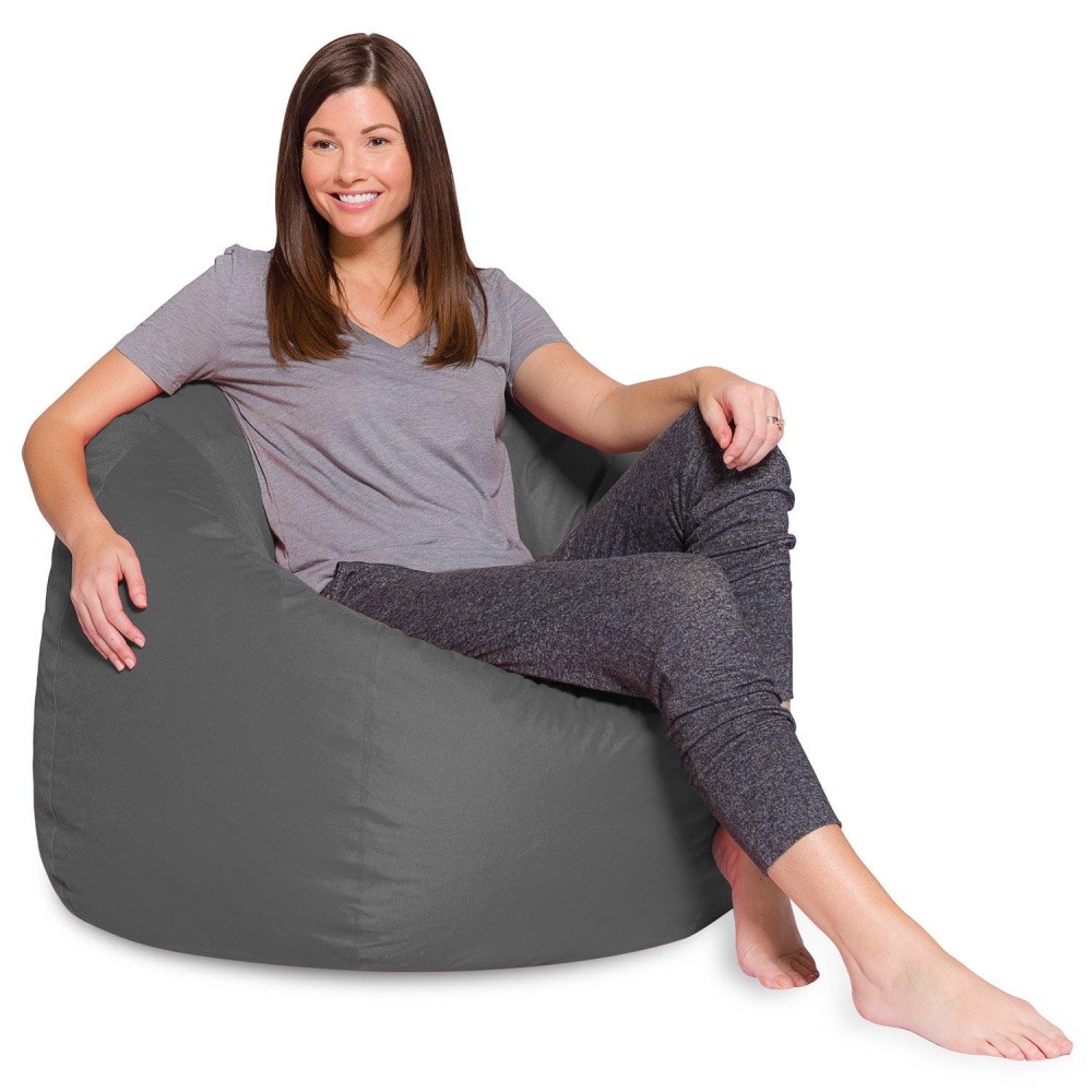 Posh Bean Bag Chair For Children Teens Adults 35 Heather Gray