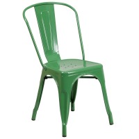 Flash Furniture Perry Commercial Grade Green Metal Indoor-Outdoor Stackable Chair