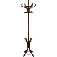 Headbourne 8000E Floor Standing Hat And Coat Rack With Umbrella Stand, Wood With Dark Brown Paint Finish