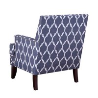 Madison Park Colton Accent Hardwood, Brich Wood, Ogee Print, Bedroom Lounge Mid Century Modern Deep Seating, High Back Club Style Arm-Chair Living Room Furniture, See Below, Blue/White