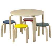 Ecr4Kids Bentwood Round Table And Stool Set, Kids Furniture, Assorted, 5-Piece