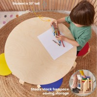 Ecr4Kids Bentwood Round Table And Stool Set, Kids Furniture, Assorted, 5-Piece