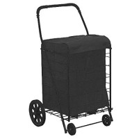 PrimeTrendz Folding Shopping Cart Liner Insert with Top Lid Cover in Black (Liner Cover Only).