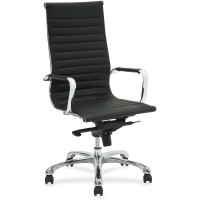 Lorell Modern Chair Series Highback Leather Chair Leather Seat Leather Back High Back 5star Base Black 1 Each