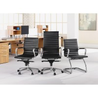 Lorell Modern Chair Series Highback Leather Chair Leather Seat Leather Back High Back 5star Base Black 1 Each