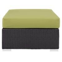 Modway Convene Wicker Rattan Outdoor Patio Rectangle Ottoman In Espresso Peridot